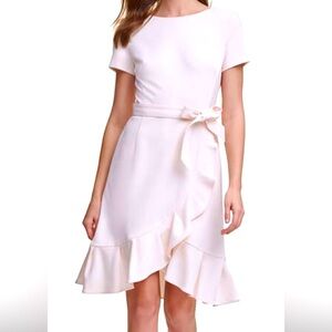 Calvin Klein Size 14 Light Pink Midi Dress Ruffle Bottom